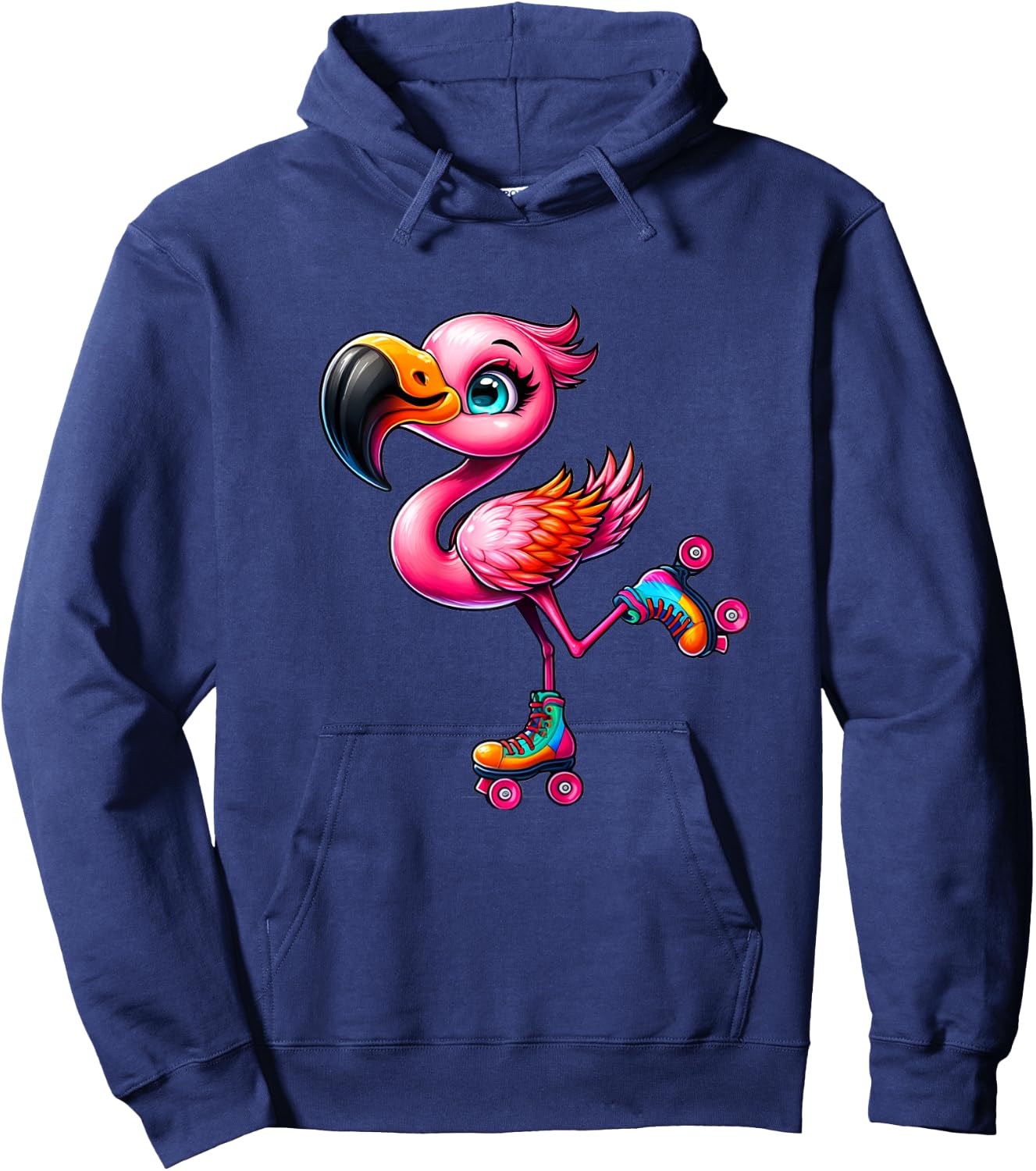 Flamingo Roller Skates Funny Roller Skates Design for Girls Hoodie - Hoodie | Navy