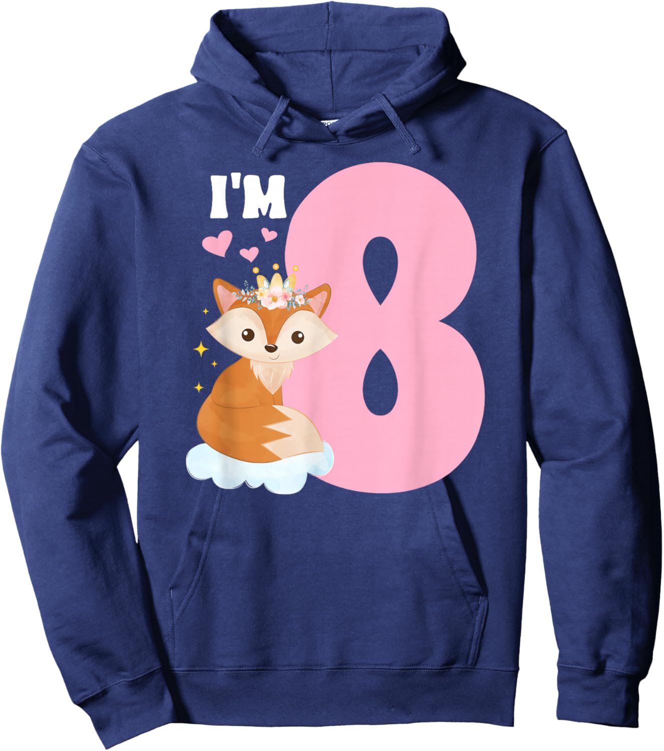 8th Fox Birthday Party 8 Year Old Girl Foxes Birthday Fox Hoodie - Hoodie | Navy