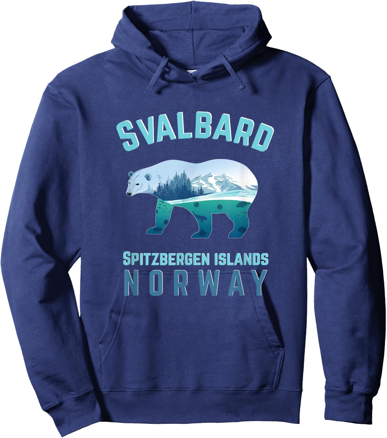 Svalbard Spitzbergen Islands Norway Fjords with Polar Bear Hoodie - Hoodie | Navy