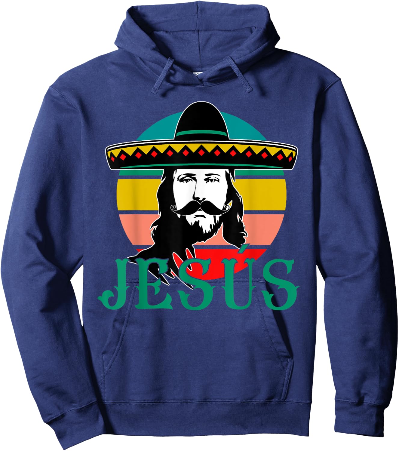 Mexican Jesus Wearing Sombrero Jesús Cristo Fiesta Retro Hoodie - Hoodie | Navy