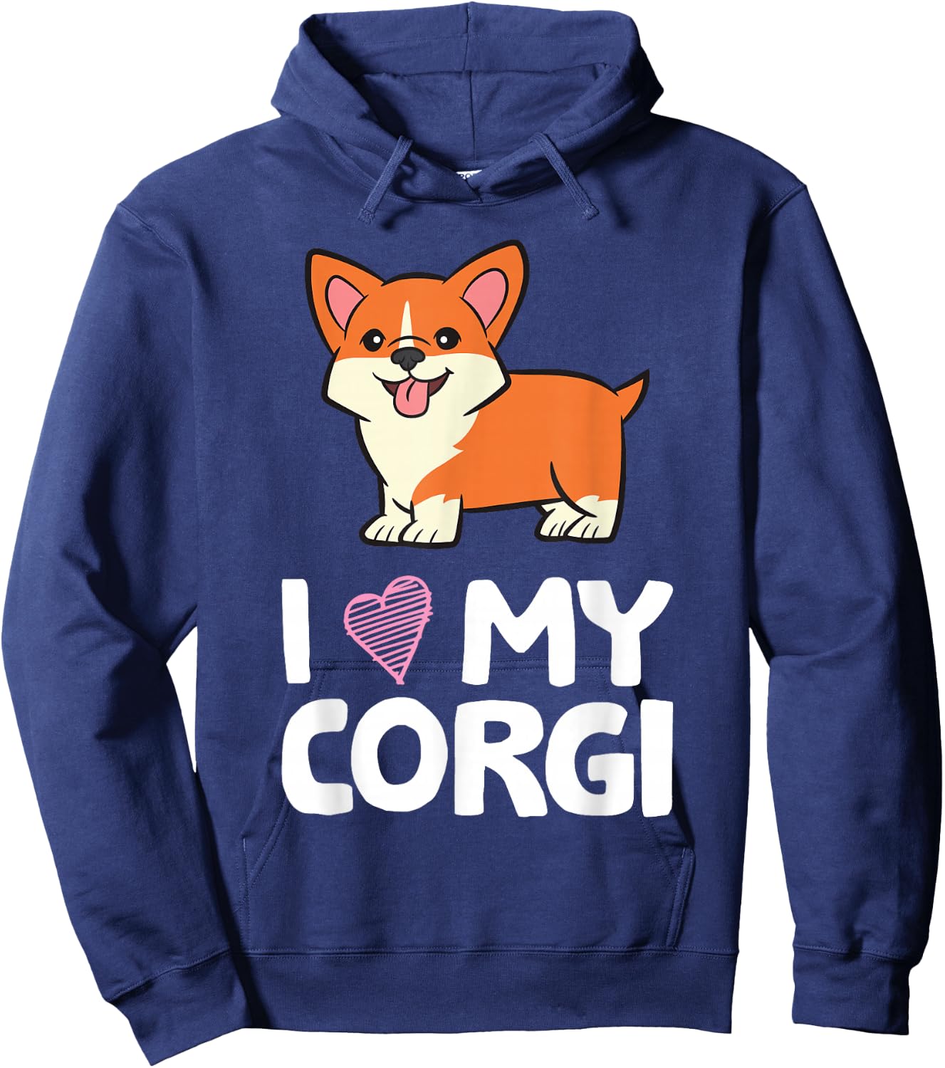 I Love My Corgi Dog Funny Welsh Corgi Owner Hoodie - Hoodie | Navy