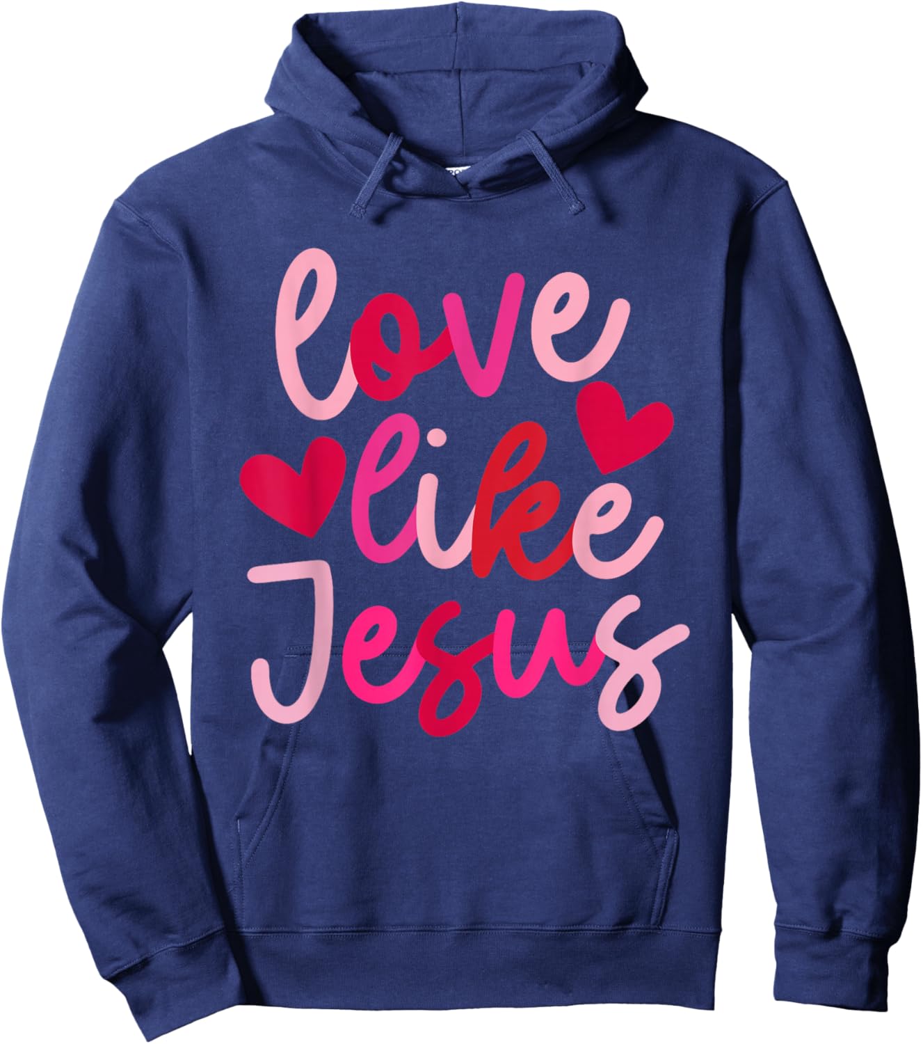 IZI POD Retro Love Like Jesus Coquette Heart Bow , -Adults, Black, Small, Short Sleeve, Valentine's Day Hoodie - Hoodie | Navy