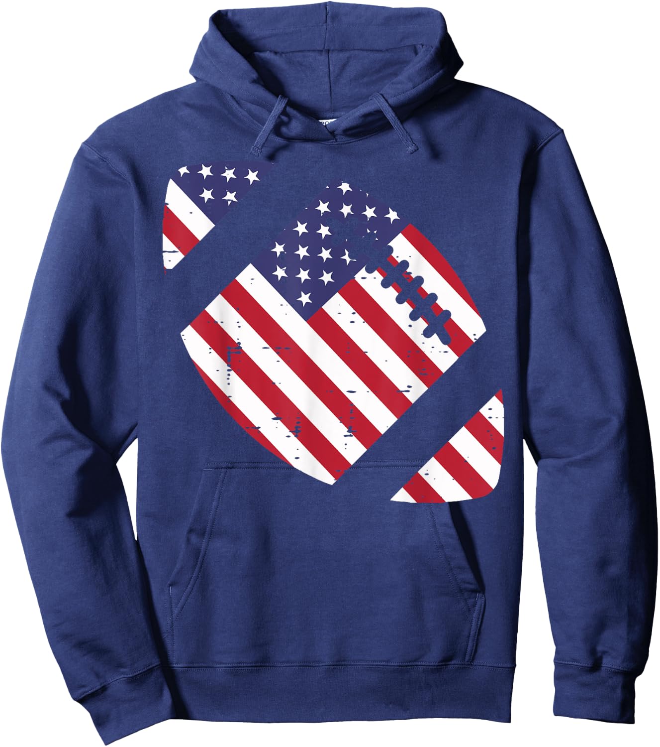 American Football US Flag Vintage 4th Of July Patriotic Hoodie - Hoodie | Navy