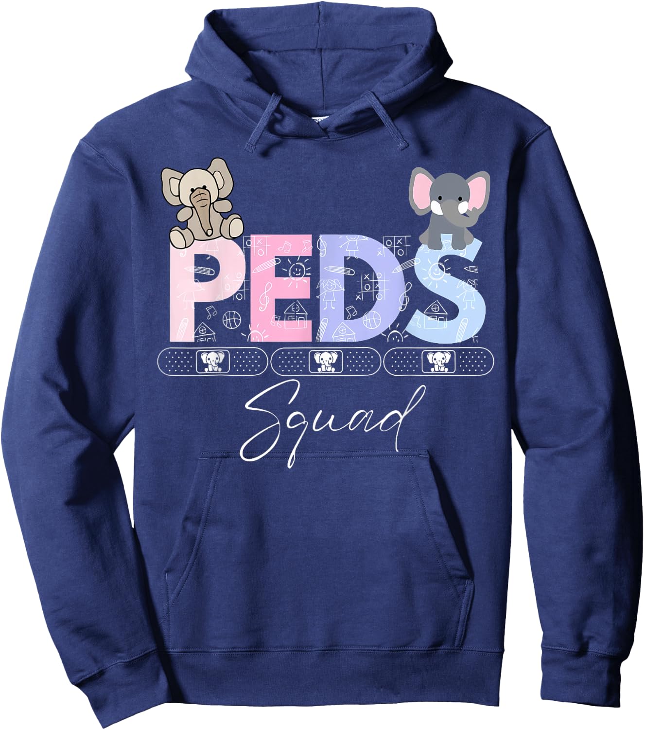 Cute Peds Squad Nurse Elephant Pediatric Graduation Hoodie - Hoodie | Navy