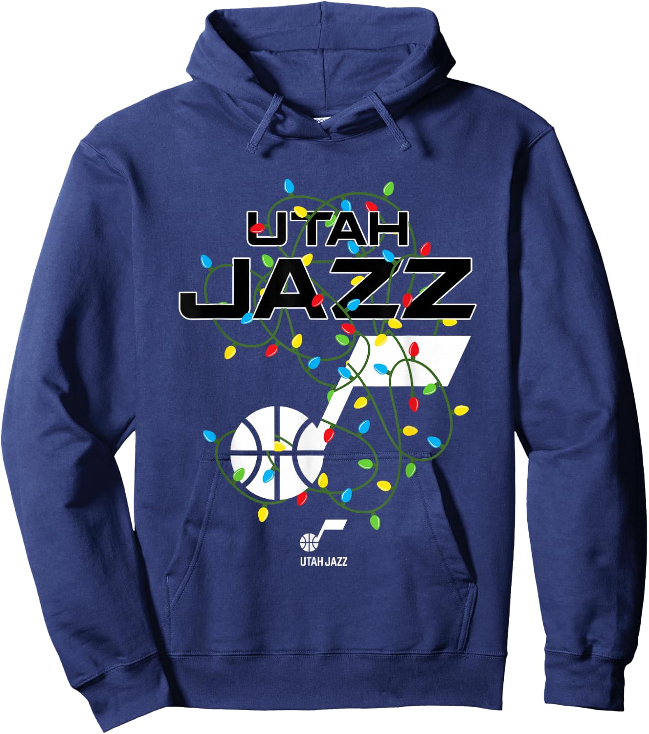 NBA Utah Jazz Christmas Lights Holiday Logo Hoodie - Hoodie | Navy