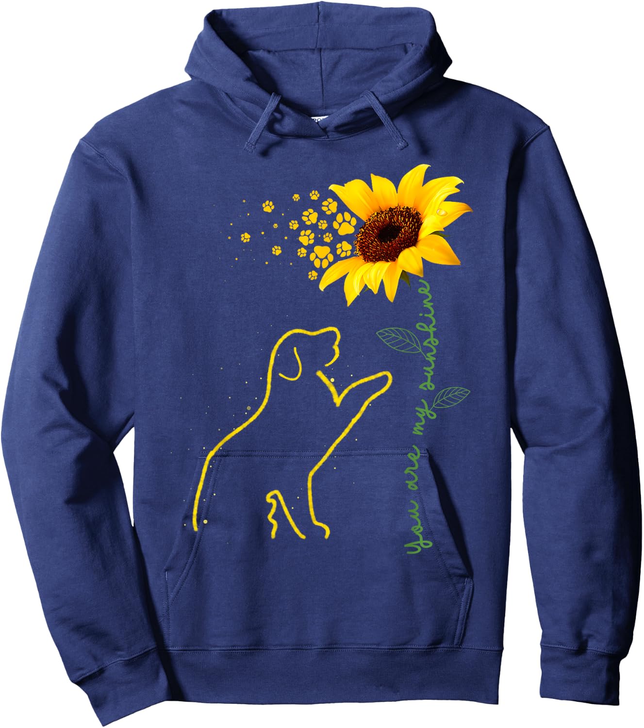 Cute Dog Lover Dog Sunflower Puppy Paw Print Men Women Kids Hoodie - Hoodie | Navy