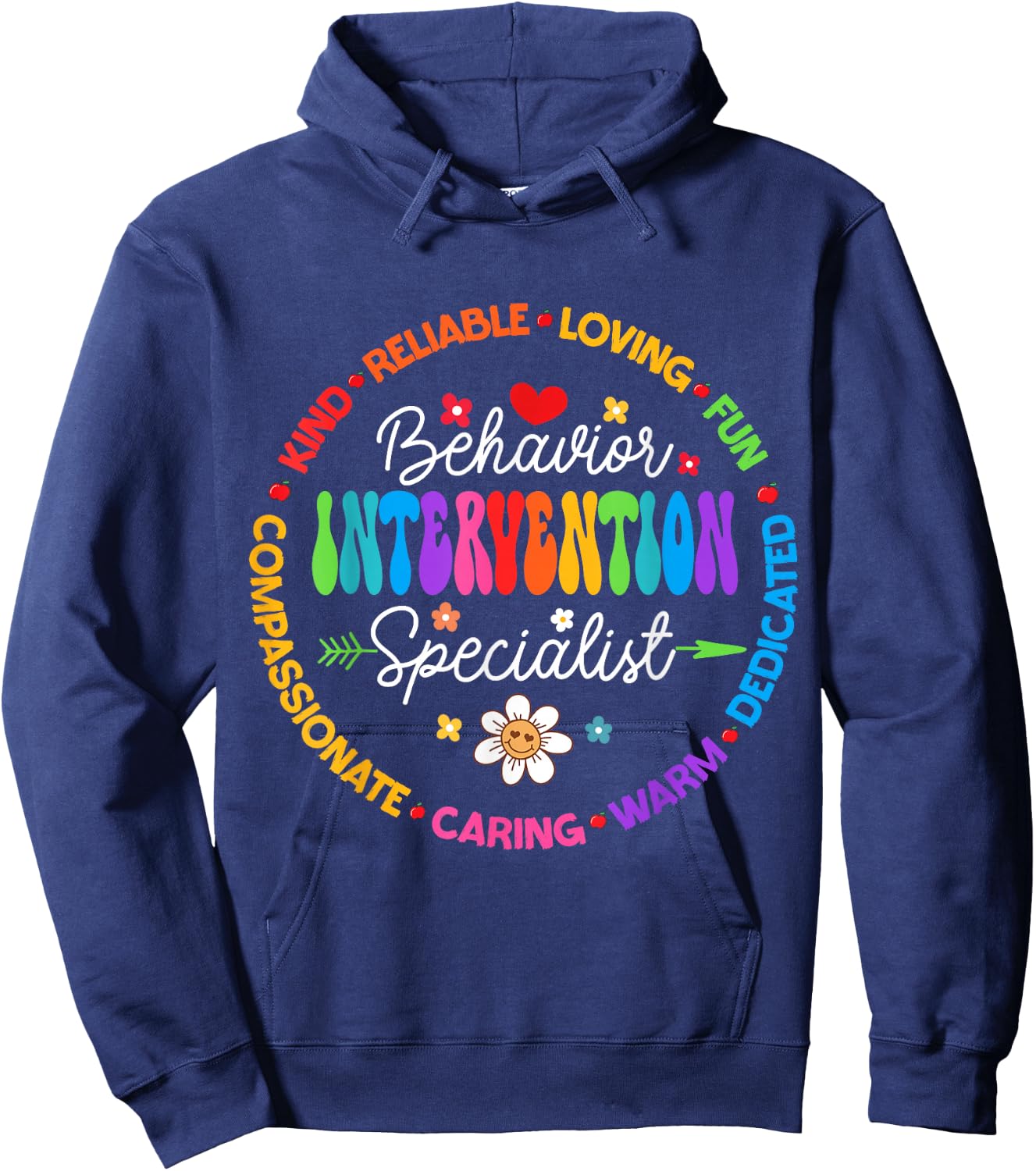 Groovy Behavior Intervention Specialist Back to School Hoodie - Hoodie | Navy