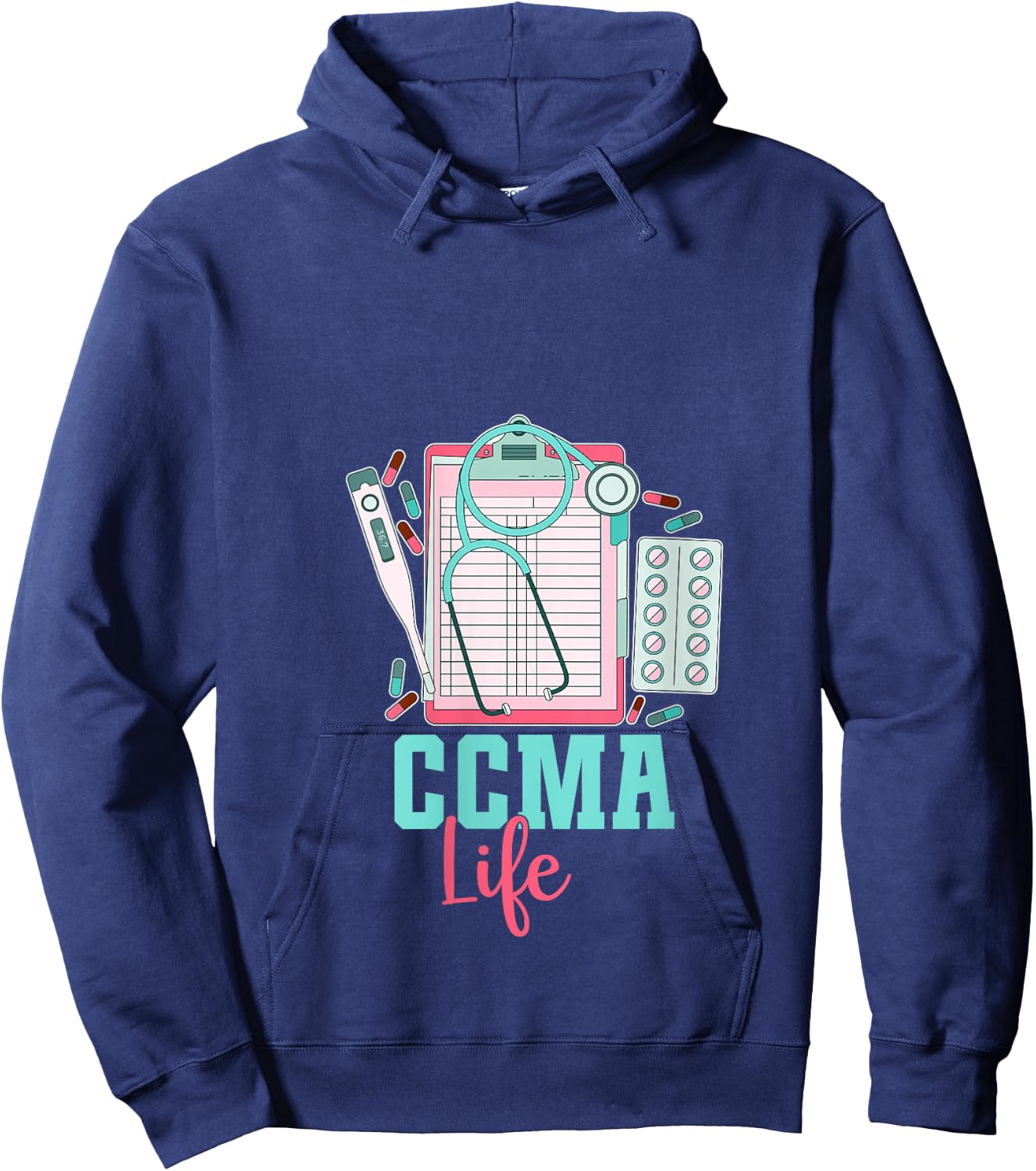 Certified Clinical Medical Assistant CCMA V-Neck Hoodie - Hoodie | Navy