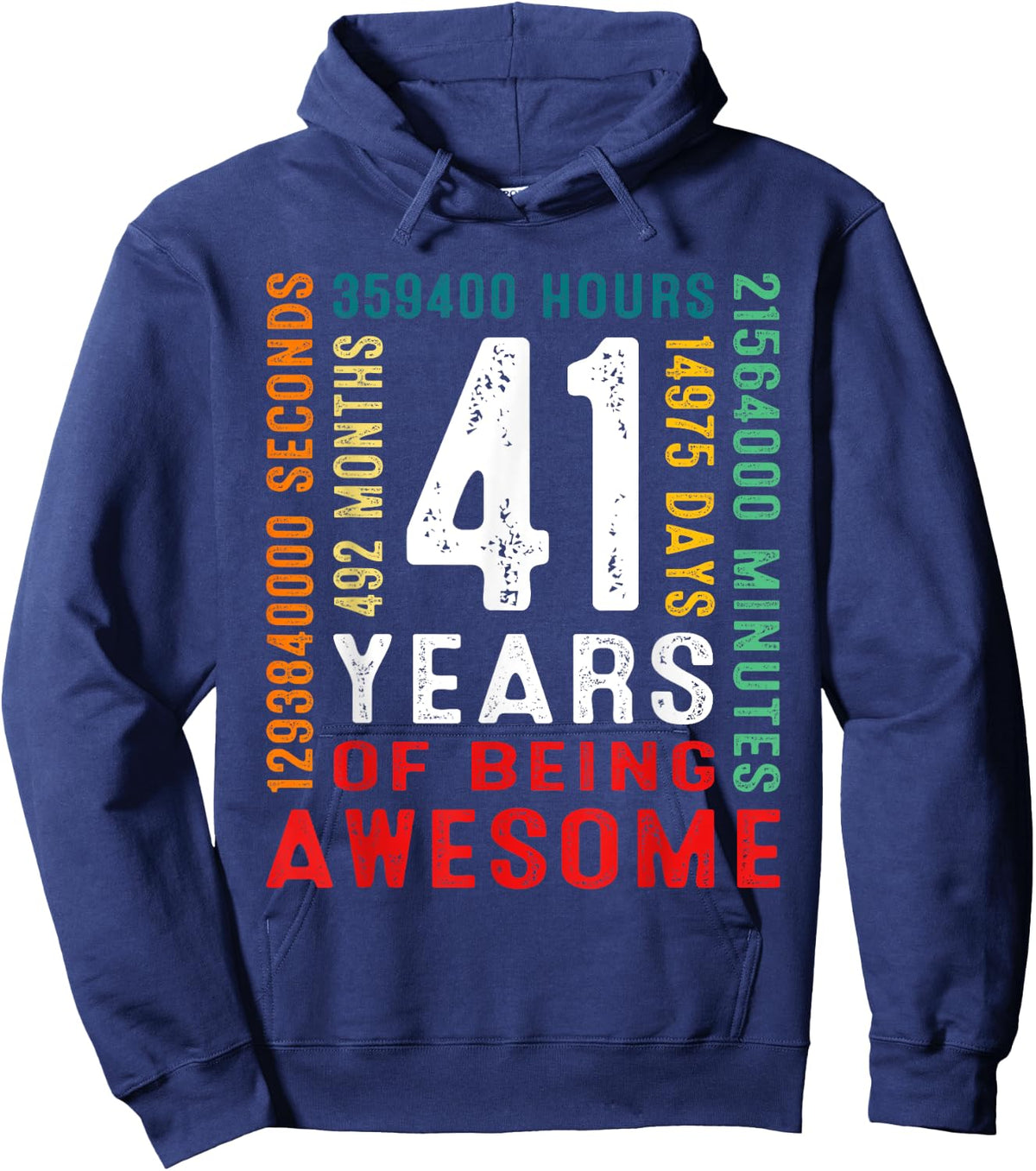 41 Years Old Vintage Retro 41st Birthday Gifts 492 Months Hoodie - Hoodie | Navy