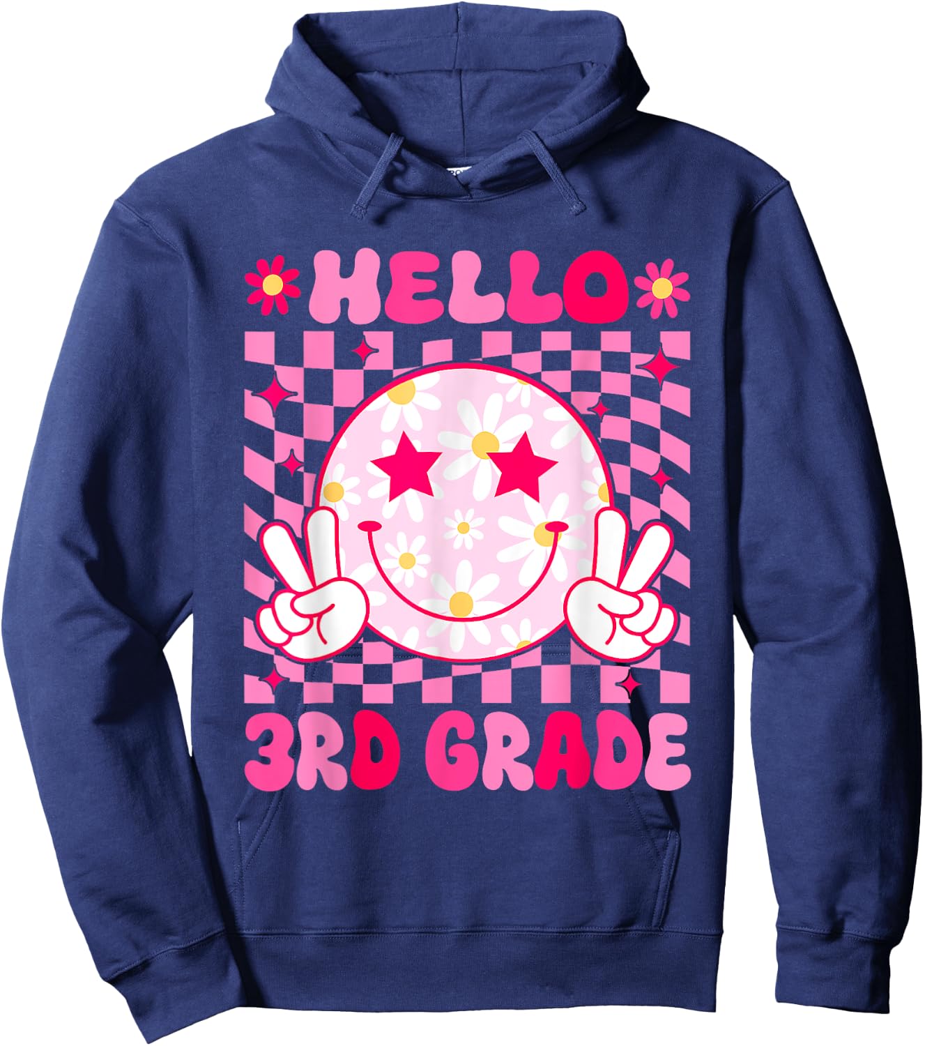 Hello 3rd Grade Back To School First Day Teachers Girls Kids Hoodie - Hoodie | Navy