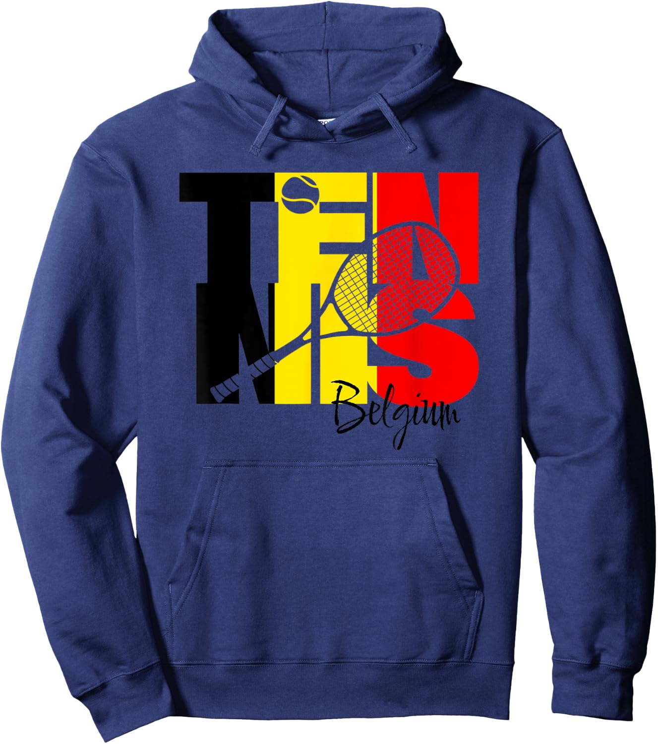 Belgian Tennis Player Belgium Flag Brussels Court Sports Fan Hoodie - Hoodie | Navy