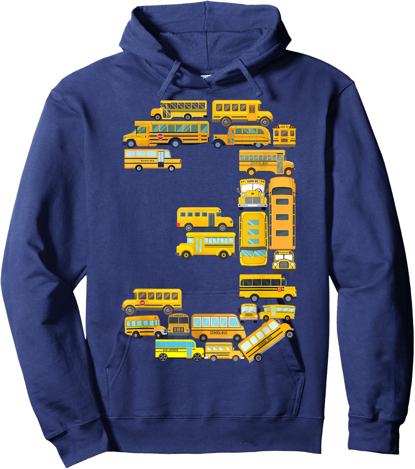 Toddler 3rd Birthday School Bus Themed 3 Year Old Boys Kids Hoodie - Hoodie | Navy