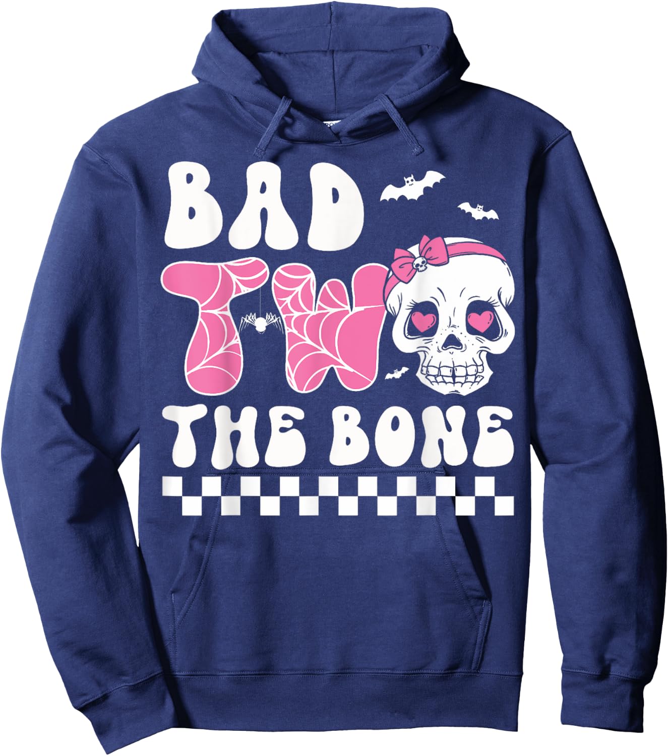 Bad Two The Bone Birthday Toddler Halloween Birthday Outfit Hoodie - Hoodie | Navy