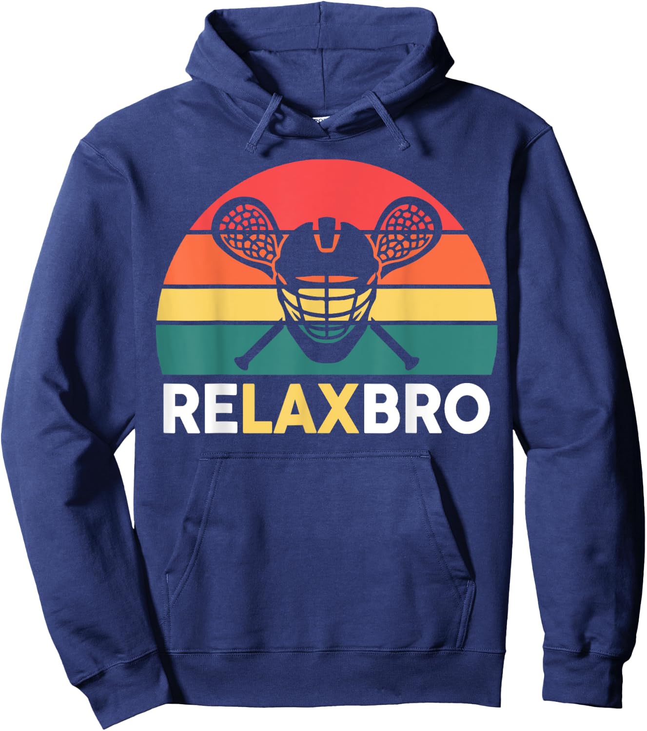 Boys Lacrosse-Shirt Men Youth Funny Lax Relaxbro Lacrosse Hoodie - Hoodie | Navy