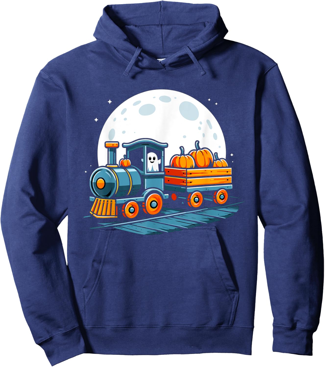 Halloween Train Funny Ghost Pumpkin For Kids Hoodie - Hoodie | Navy
