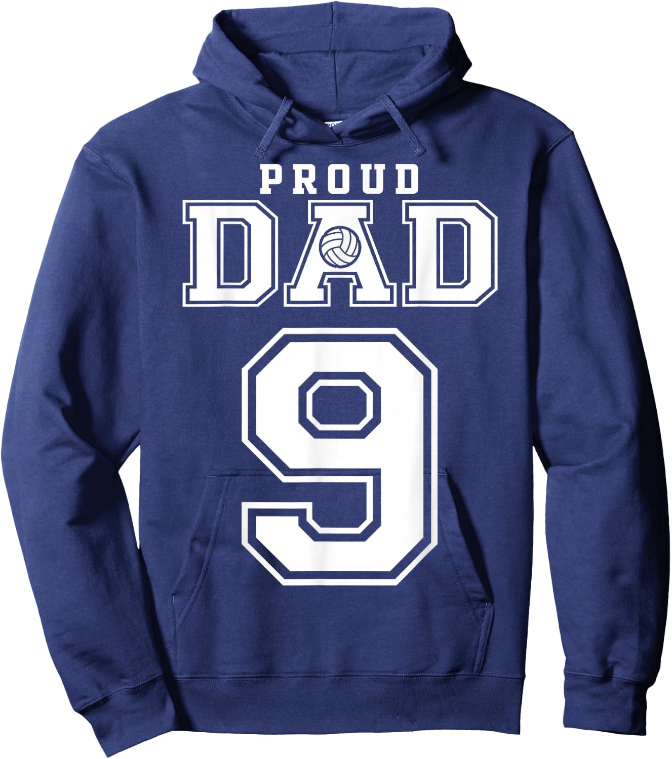 Custom Proud Volleyball Dad Number 9 Personalized Hoodie - Hoodie | Navy