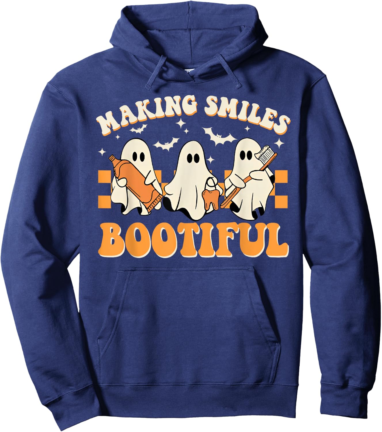Making Smiles Bootiful Halloween Funny Ghost Dentist Dental Hoodie - Hoodie | Navy