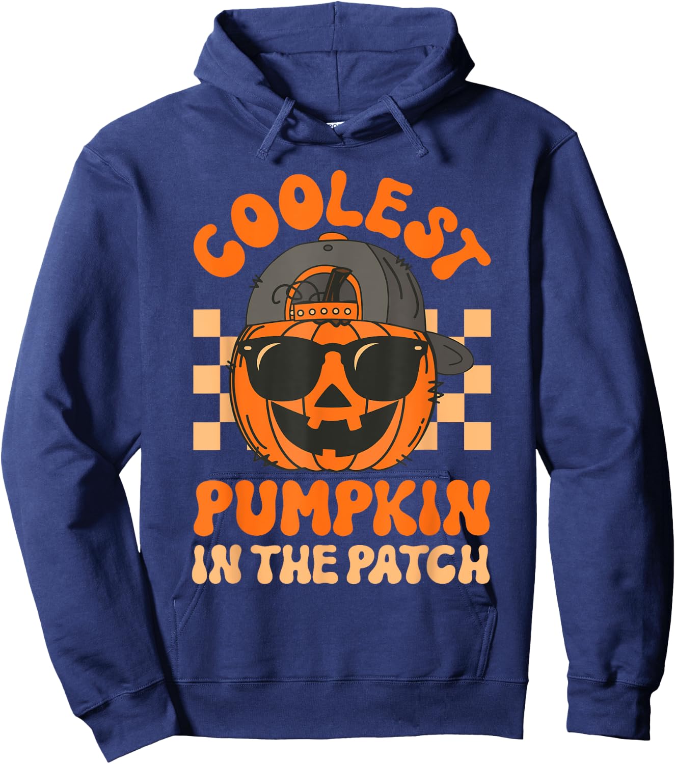 Groovy Coolest Pumpkin In The Patch Halloween For Boys Kids Hoodie - Hoodie | Navy