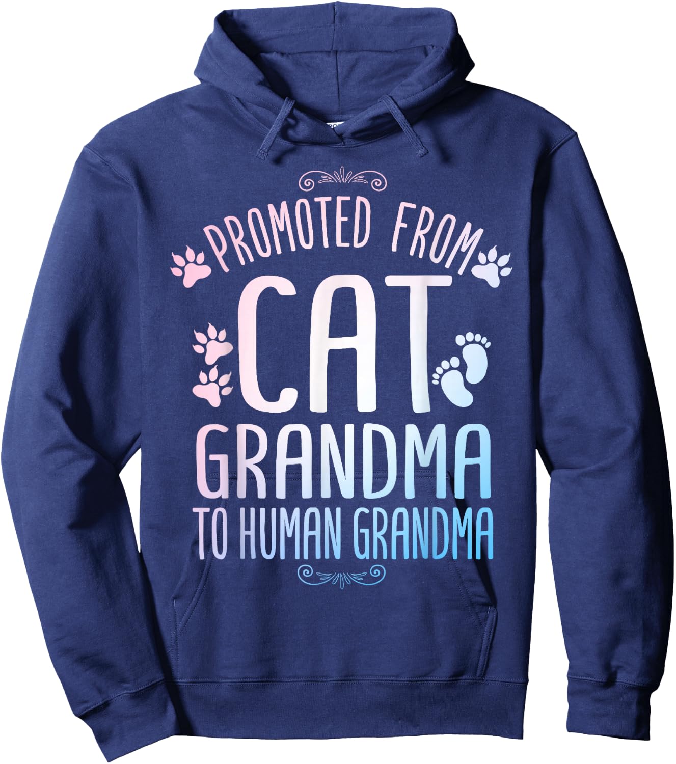 Cool Promoted To Grandma For Mom New Grandmother Cat Grandma Men Women Girls Kids Hoodie - Hoodie | Navy