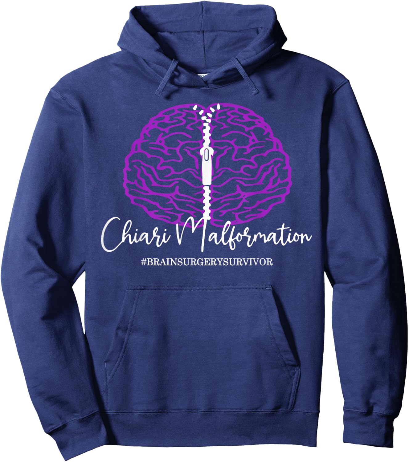 Chiari malformation - ACM awareness - zipperhead - brain Hoodie - Hoodie | Navy