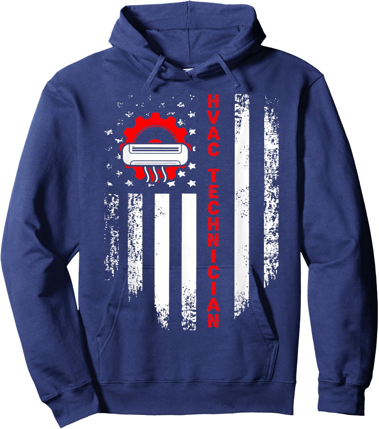 HVAC Technician USA Flag Mechanic Repairman Hoodie - Hoodie | Navy