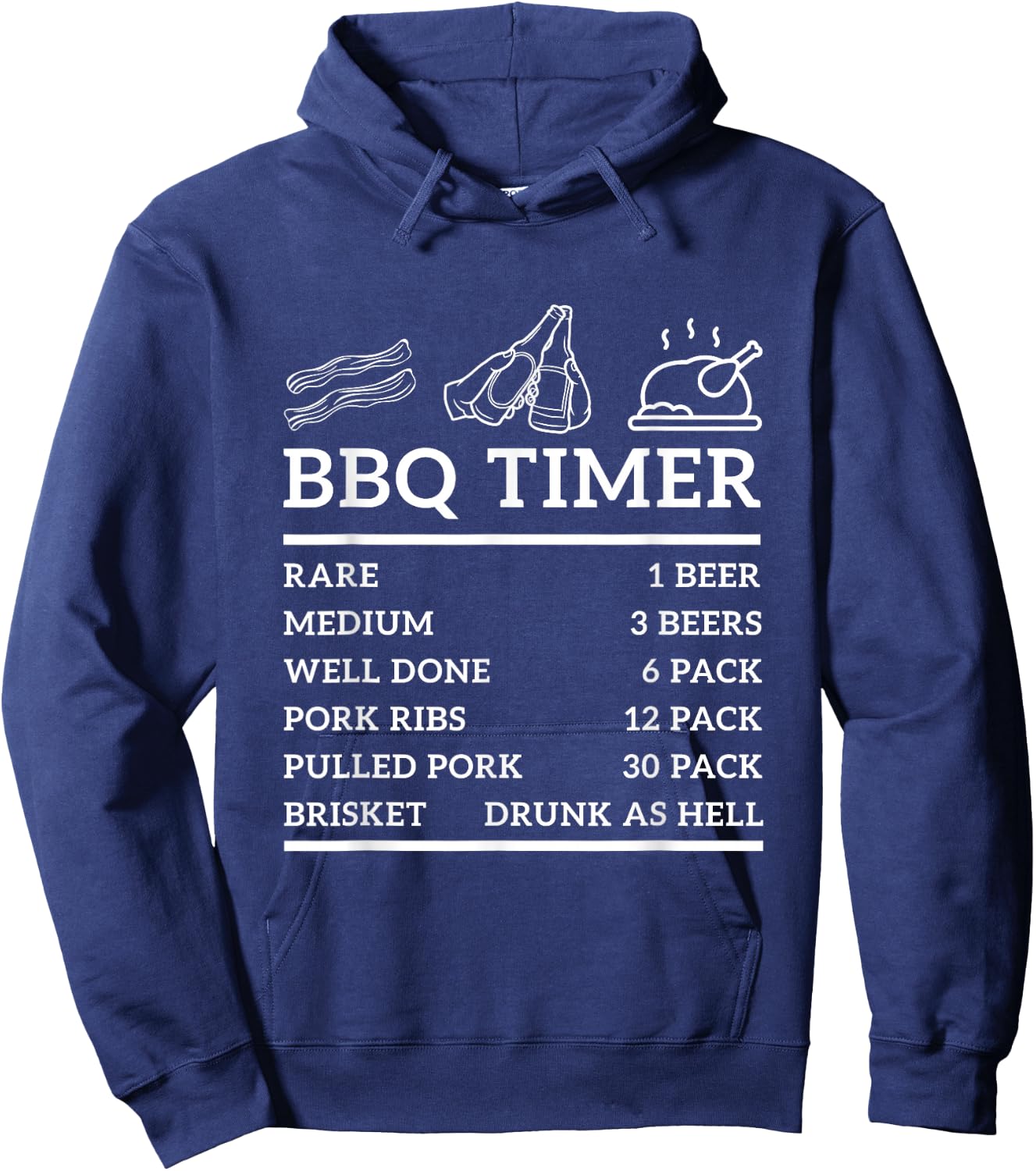 Funny Grill Saying BBQ Timer Bbq Beer Grill Dad Barbecue Fun Hoodie - Hoodie | Navy
