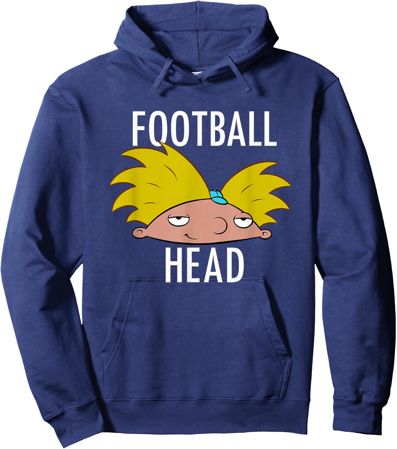 Hey Arnold! Iconic Arnold Football Head Big Chest Portrait Hoodie - Hoodie | Navy