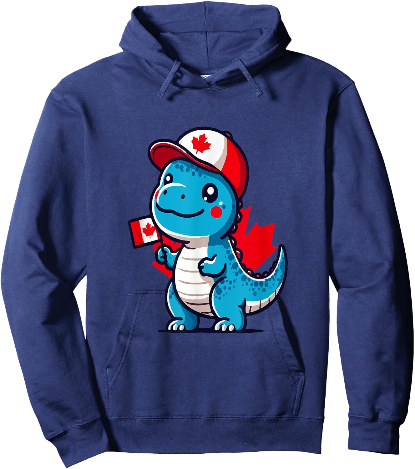 Canada Kids Flag Funny Blue Dinosaur Toddler Flag Hoodie - Hoodie | Navy