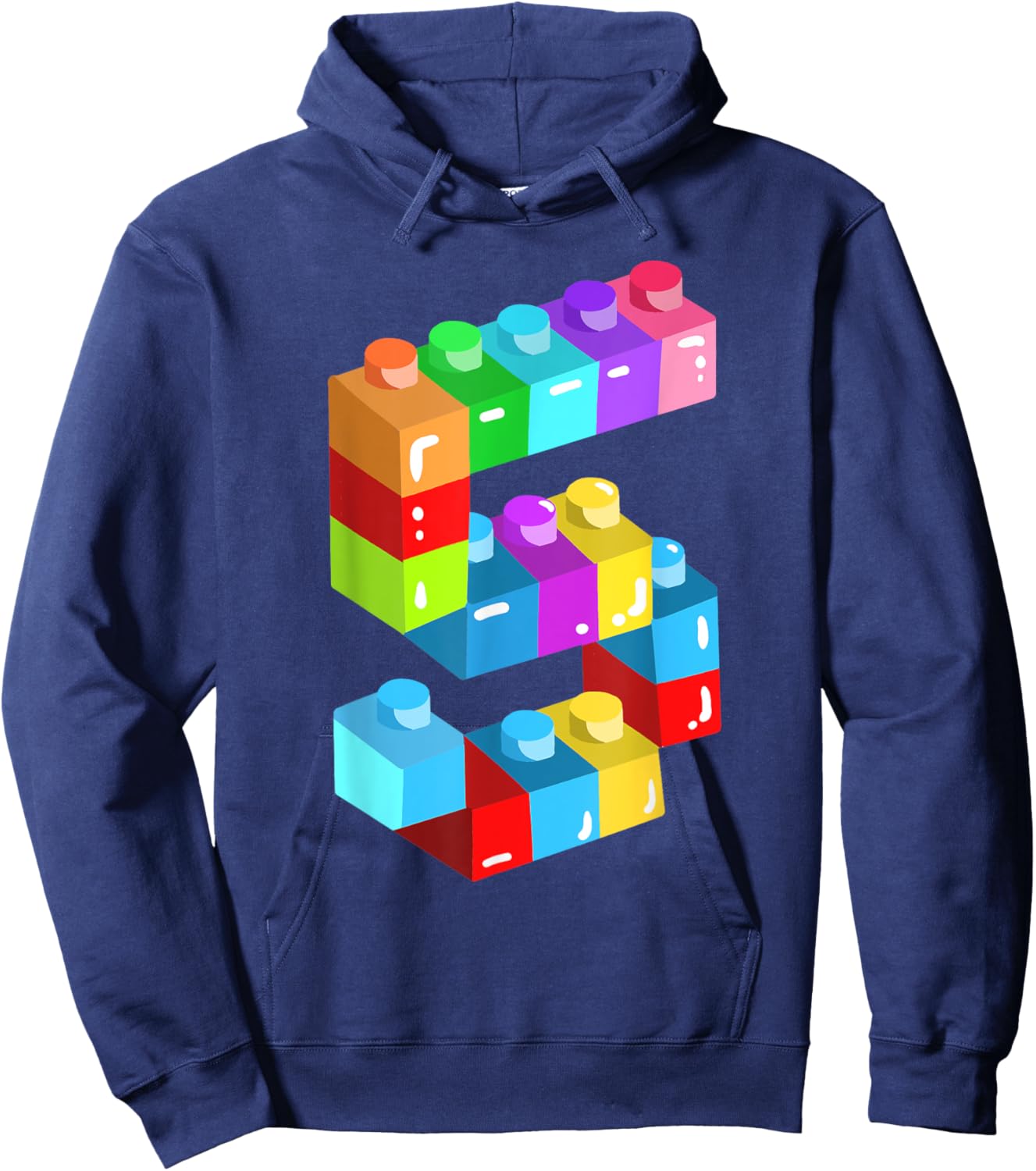 Kids Building Blocks Bricks 5 Years Old 5th Birthday Boys Hoodie - Hoodie | Navy
