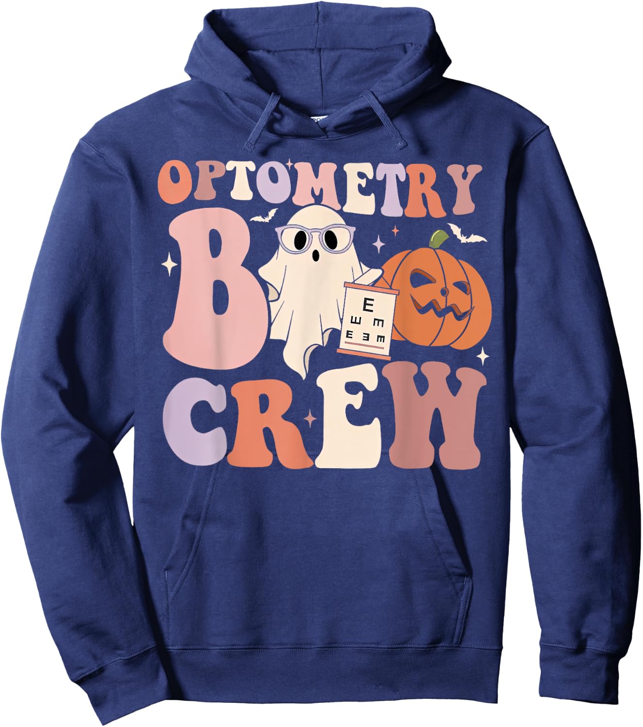 Retro Optometry Boo Crew Optometrist Ghost Pumpkin Halloween Hoodie - Hoodie | Navy