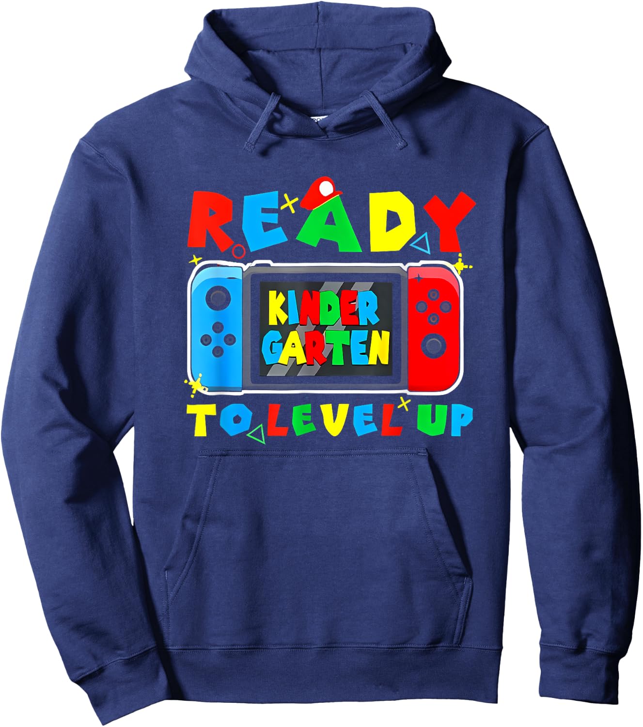 Retro Back To School Kindergarten Ready To Level Up Gamer Hoodie - Hoodie | Navy