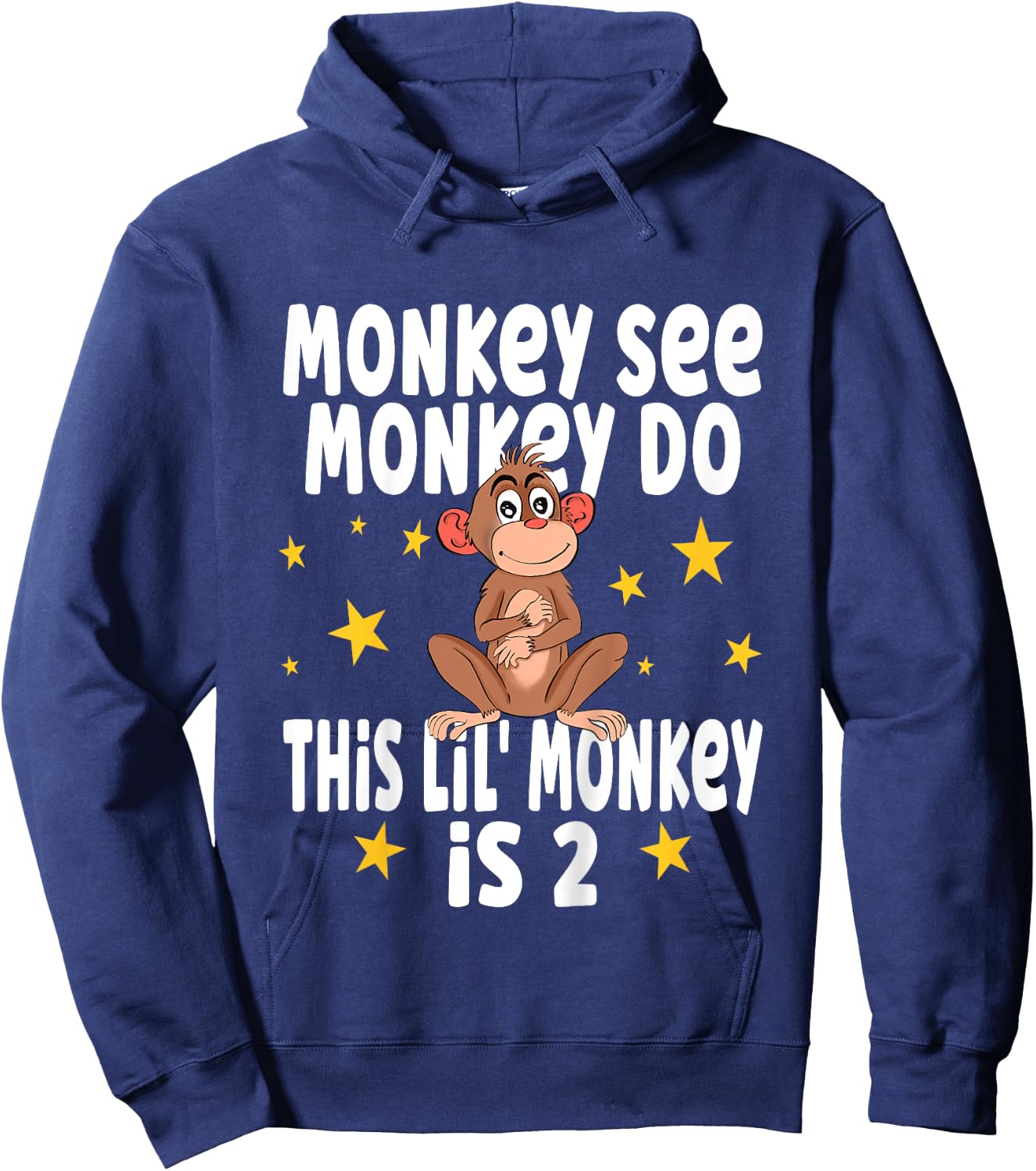Kids Monkey See Monkey Do This Lil Monkey Is 2 Birthday Party Hoodie - Hoodie | Navy