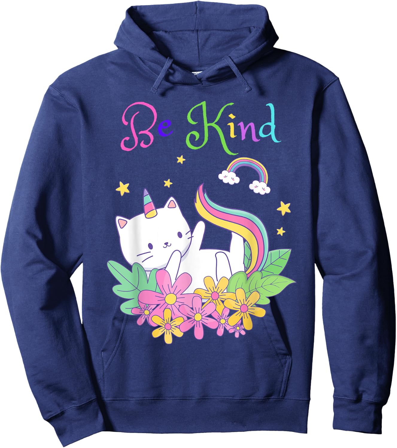 Cat Unicorn Be Kind Shirt Caticorn Be Kind Gift Teacher Hoodie - Hoodie | Navy