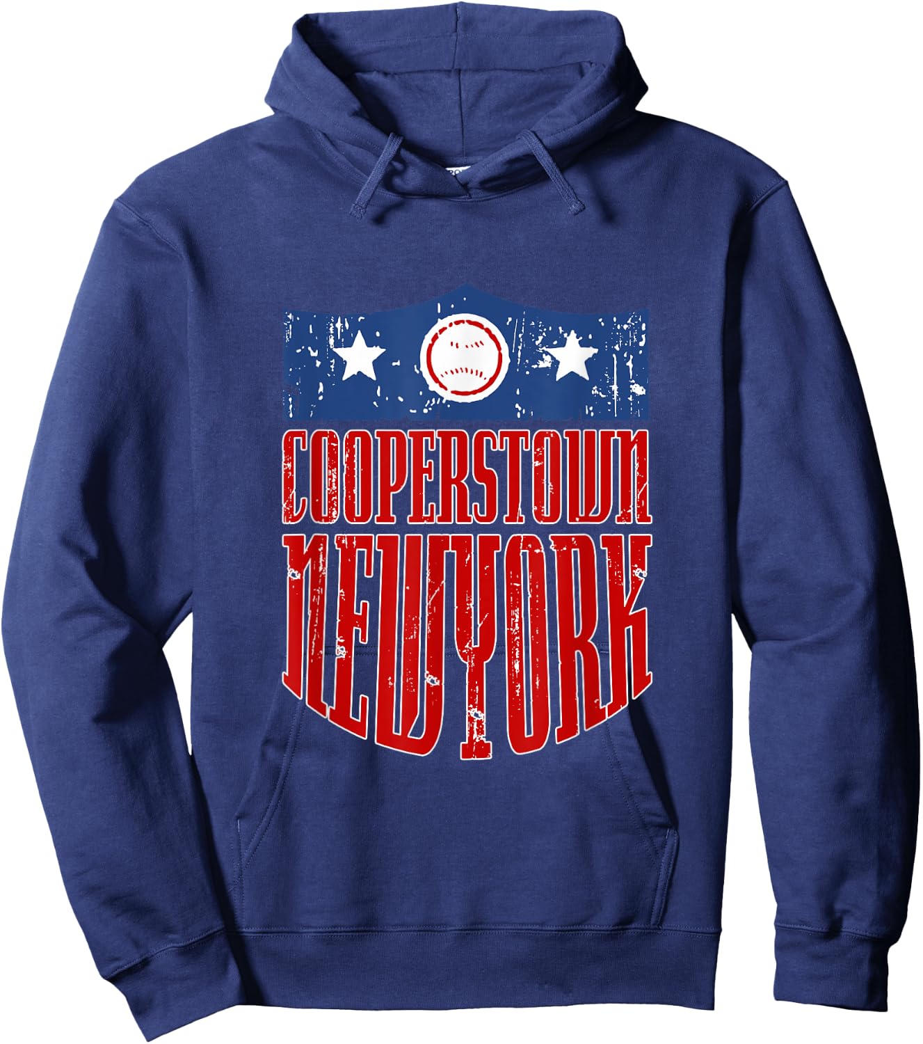 Vintage Grunge Style Baseball Town Cooperstown New York Hoodie - Hoodie | Navy