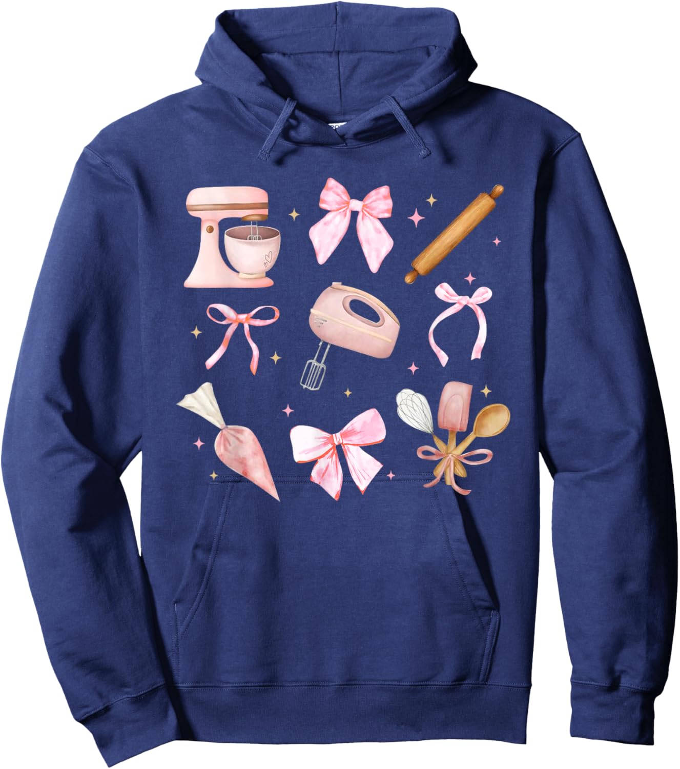 Cute Baking Coquette Pink Bow Cookie Pastry Baker Soft Girl Hoodie - Hoodie | Navy