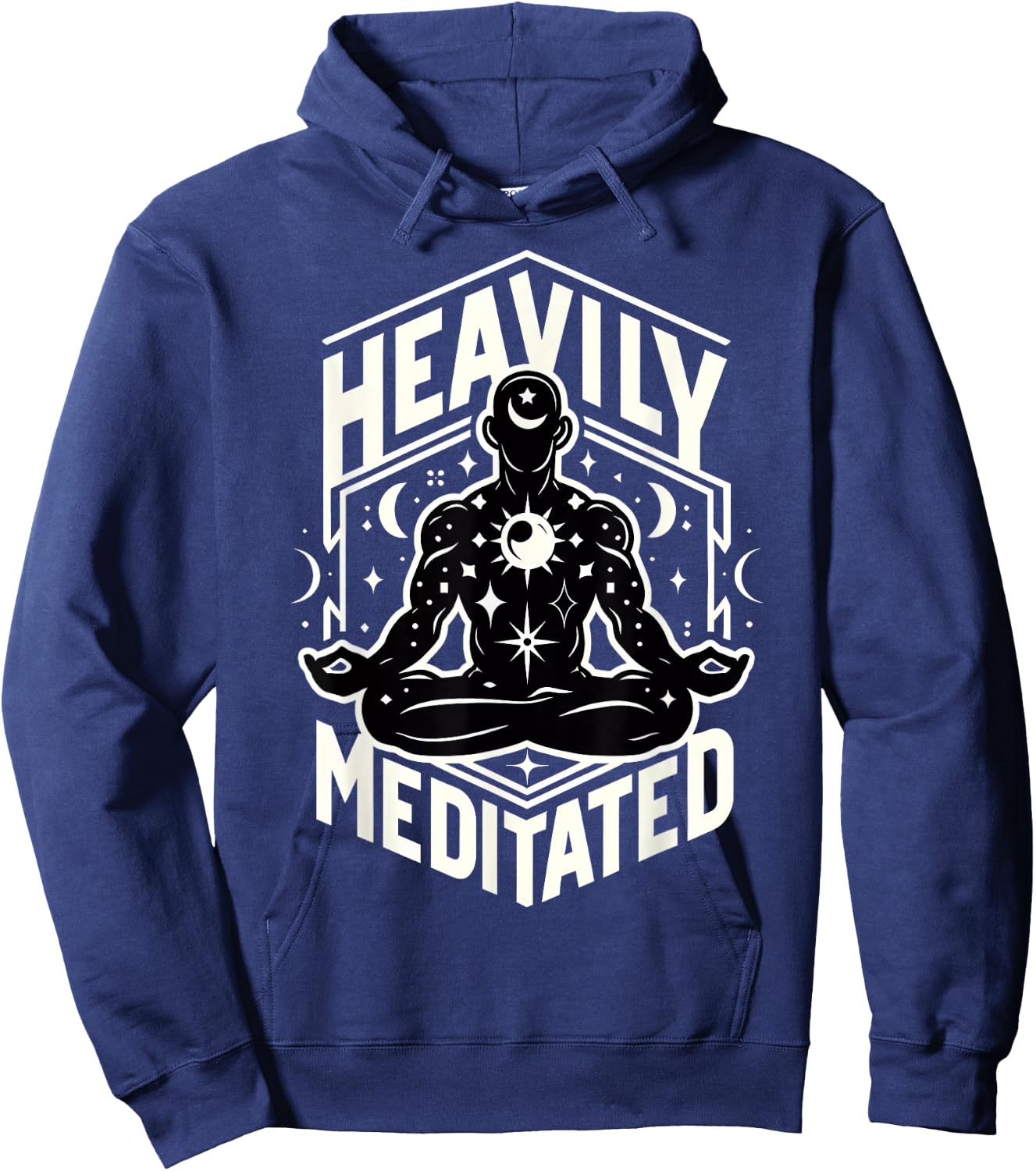 Heavily Meditated Funny Men's Meditation Mindfulness Yoga Hoodie - Hoodie | Navy