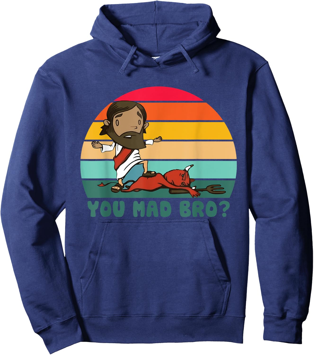 You Mad Bro? Christ Jesus Christian Vintage Design Hoodie - Hoodie | Navy