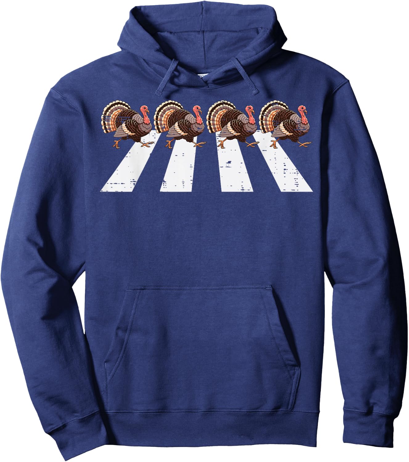 Thanksgiving Turkeys Crossing Road Crosswalk Men Women Kids Hoodie - Hoodie | Navy