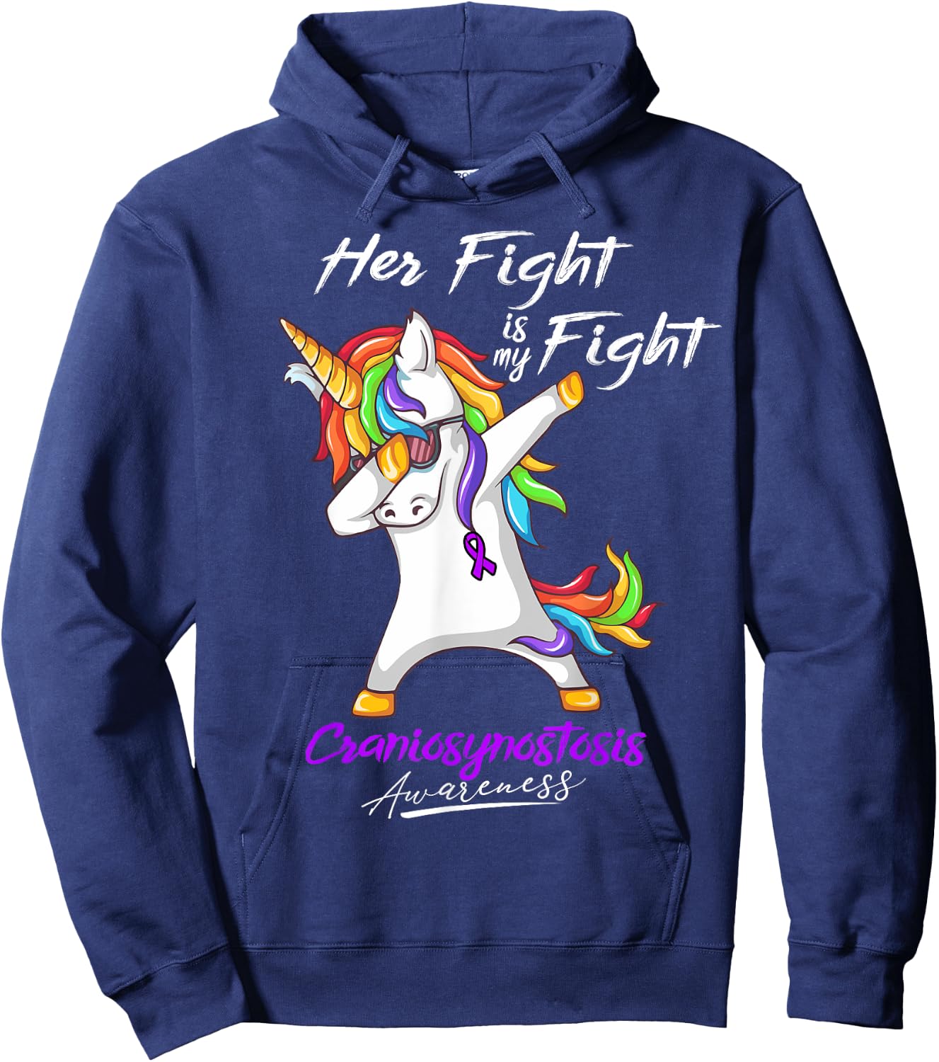 Her Fight Is My Fight Craniosynostosis Awareness Hoodie - Hoodie | Navy