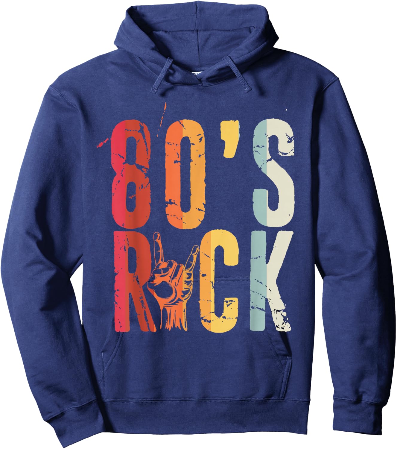 80s Rock Retro Vintage 80s Rock Fan Hoodie - Hoodie | Navy