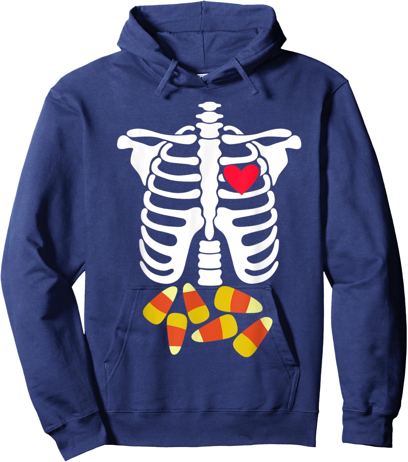 Funny Xray Halloween Costume Rib Cage Skeleton Candy Corn Hoodie - Hoodie | Navy