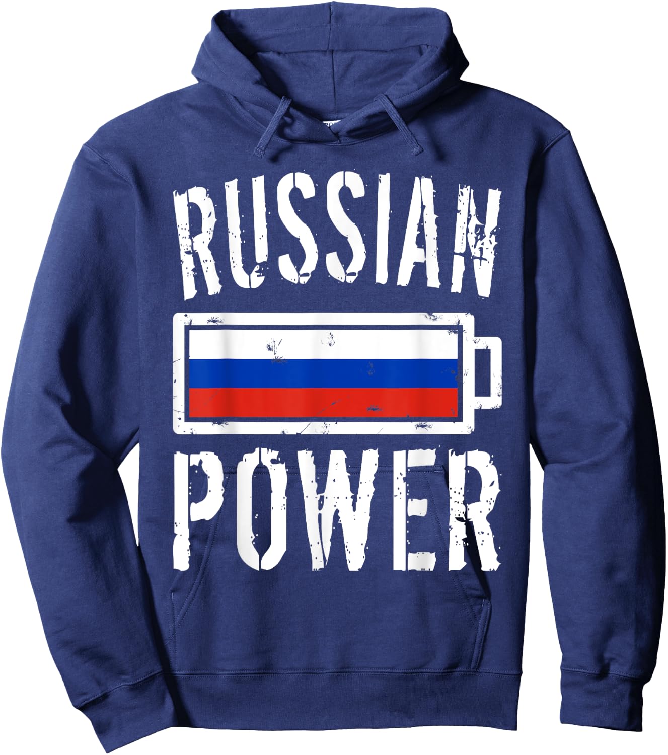 Russia Flag | Russian Power Battery Proud Hoodie - Hoodie | Navy