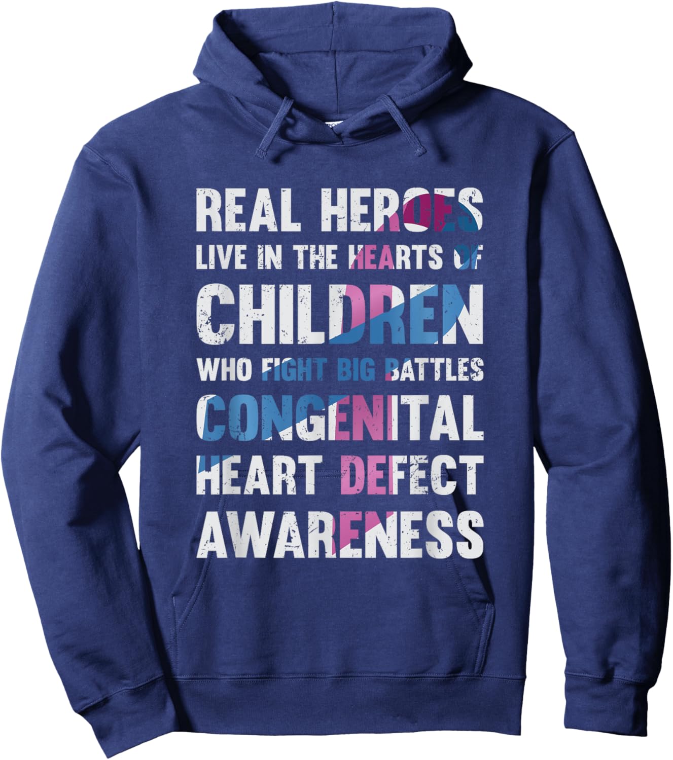 Congenital Heart Defect CHD Awareness Real Heroes Hoodie - Hoodie | Navy