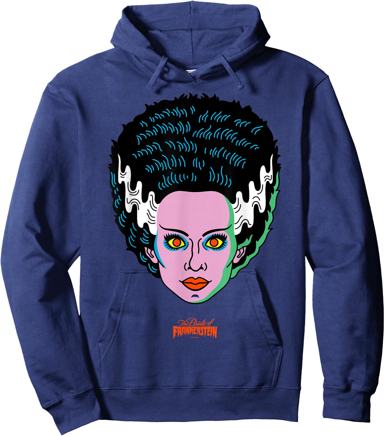 Universal Monsters Bride of Frankenstein Retro Big Face Hoodie - Hoodie | Navy