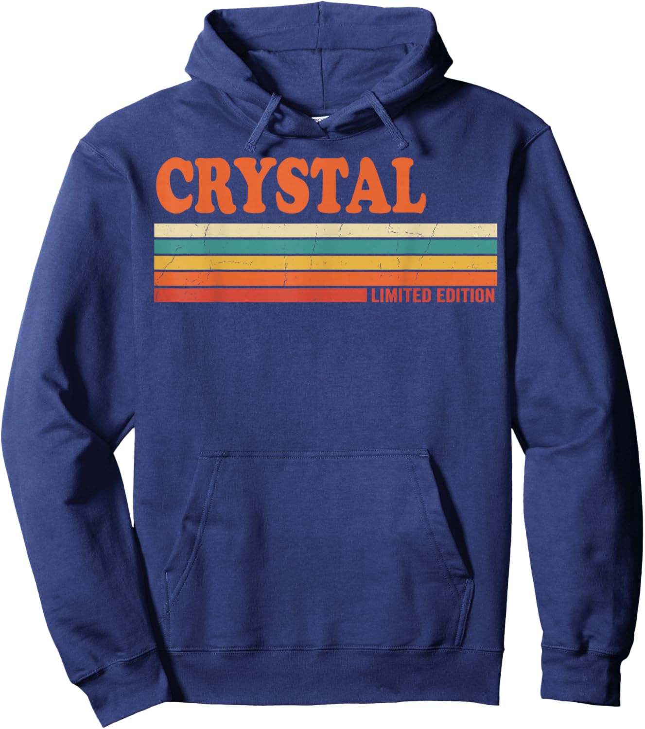 Crystal Retro Personalized First Name Vintage Stripes Hoodie - Hoodie | Navy
