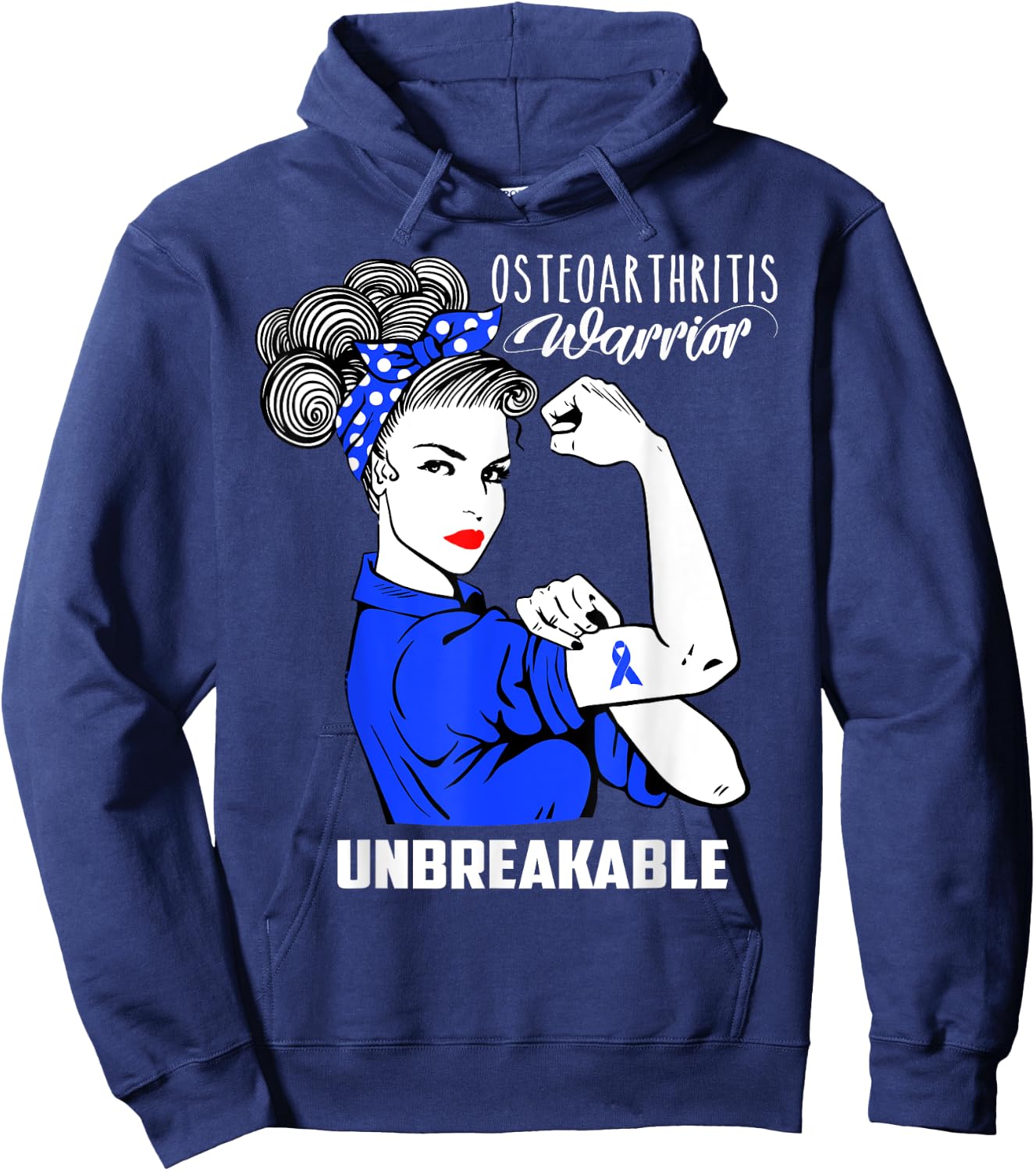 Osteoarthritis Warrior Unbreakable Shirt Awareness Gift Hoodie - Hoodie | Navy