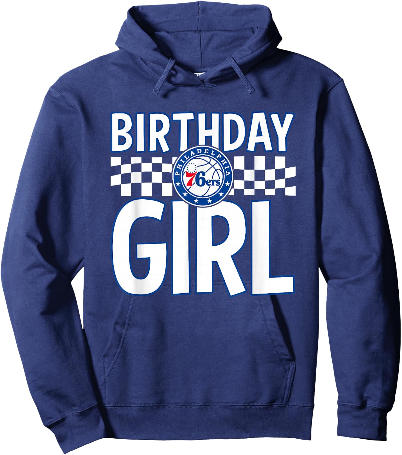 NBA Philadelphia 76ers Birthday Girl Checkered Logo Hoodie - Hoodie | Navy