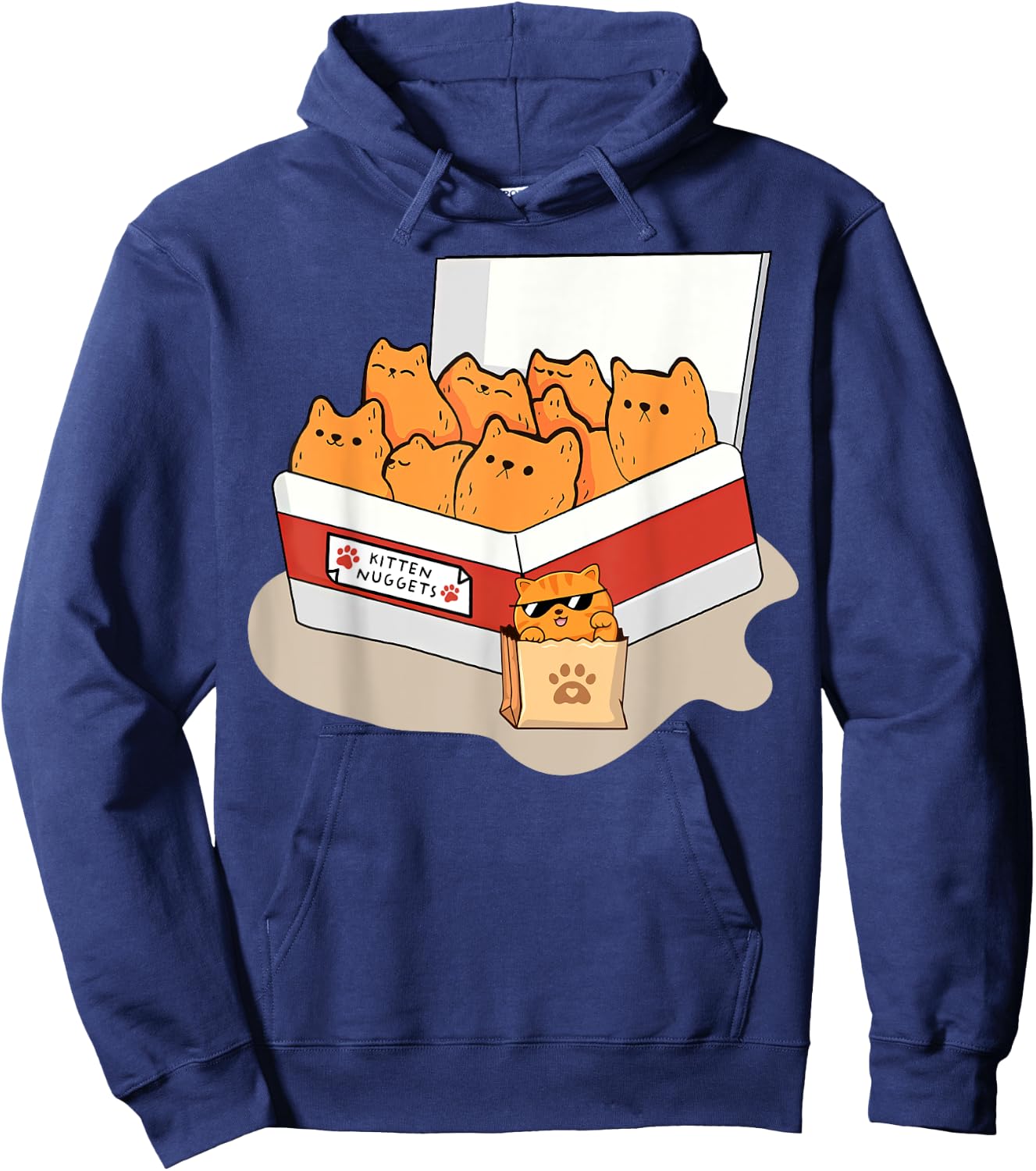 Kitten Nuggets Food Pun Gifts , Women, Kid, Cat Lover Hoodie - Hoodie | Navy