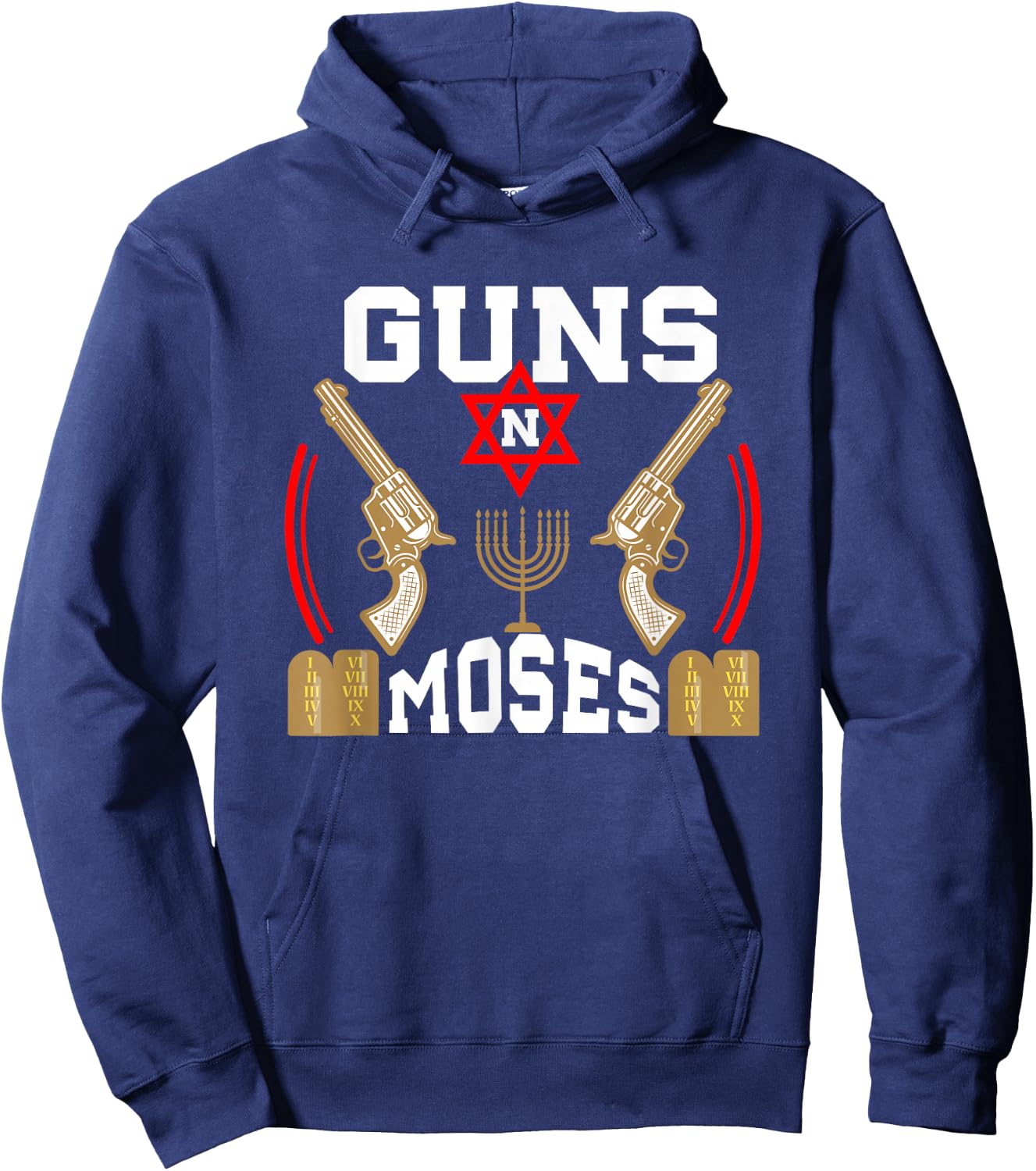 Guns N Moses Jewish Army Judaism Hebrew Hoodie - Hoodie | Navy