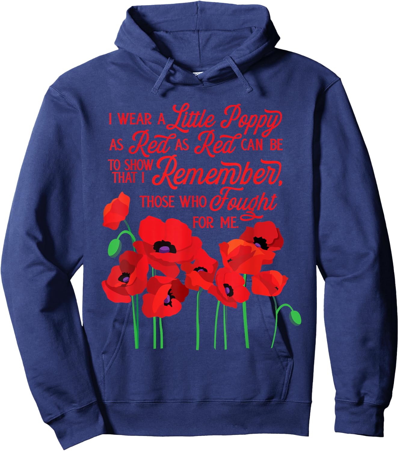 Veterans Day, Red Poppy, Poppies floral graphic Hoodie - Hoodie | Navy